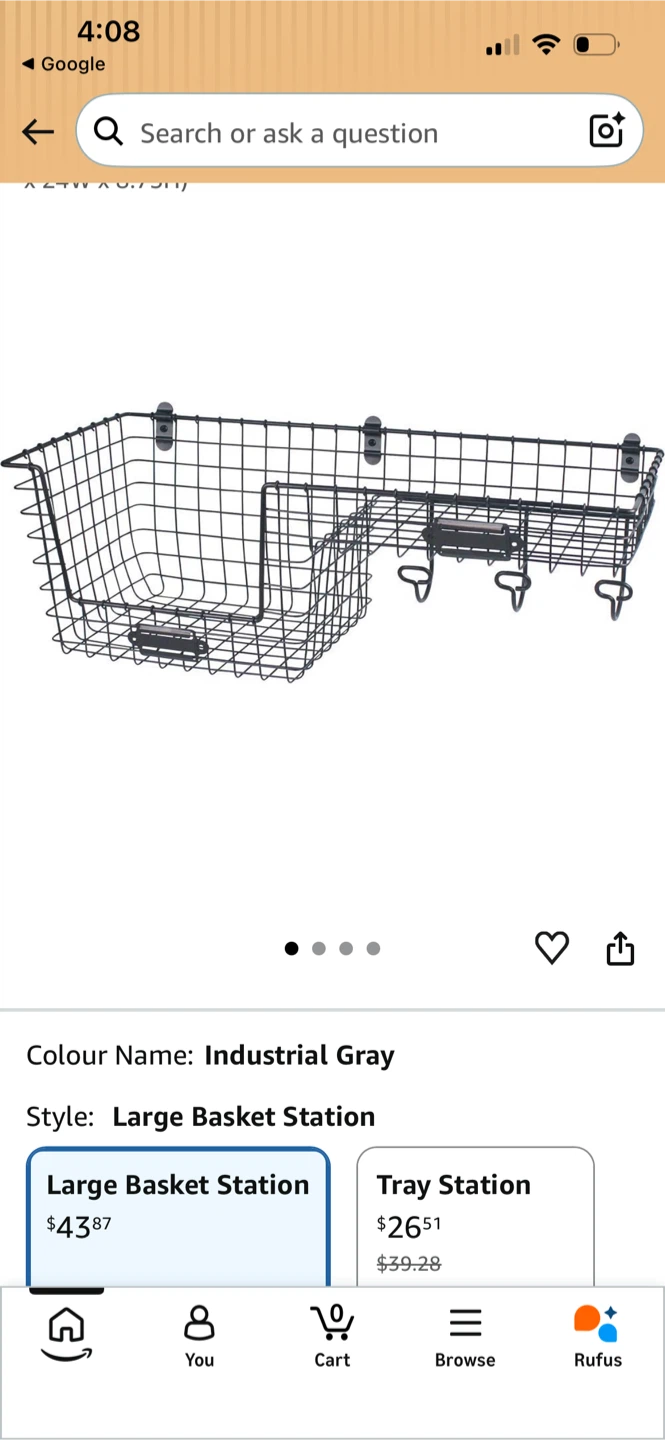 Industrial Gray Large Wire Basket Station