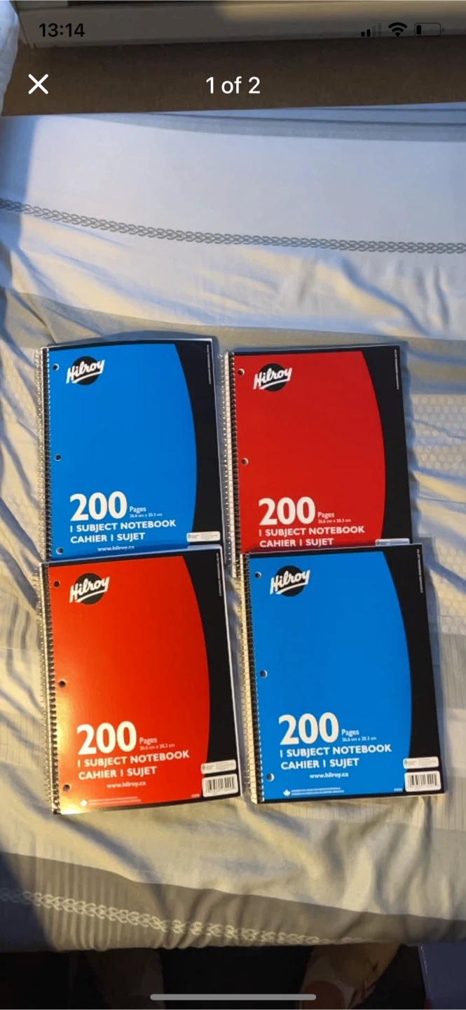 4 Hilroy 200 Page Subject Notebooks (Set of 4)