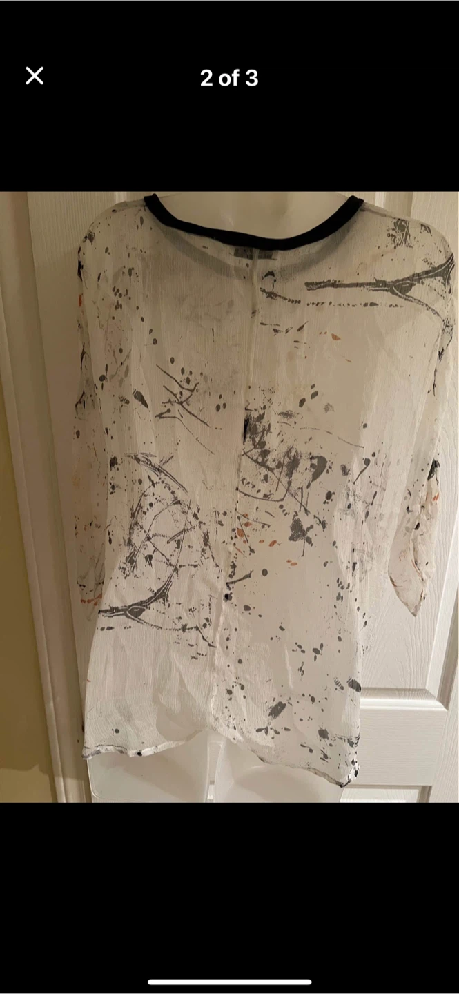 Diesel White Splatter Print Sheer Blouse XXS - photo 2
