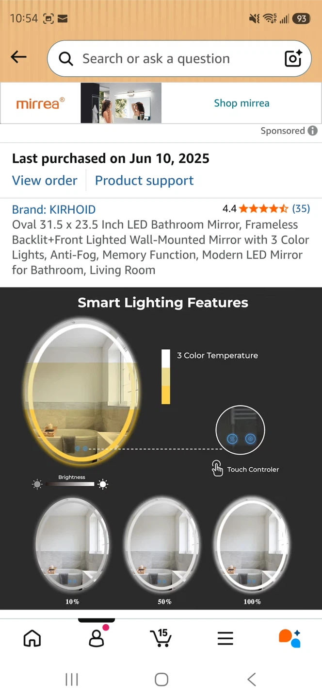 Kirhoid Oval LED Bathroom Mirror - 31.5 x 23.5 Inch - photo 3