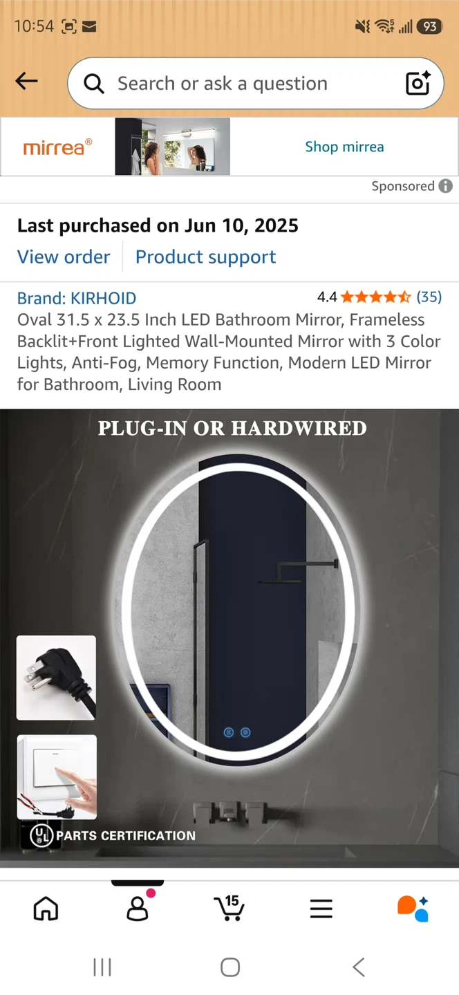 Kirhoid Oval LED Bathroom Mirror - 31.5 x 23.5 Inch - photo 4