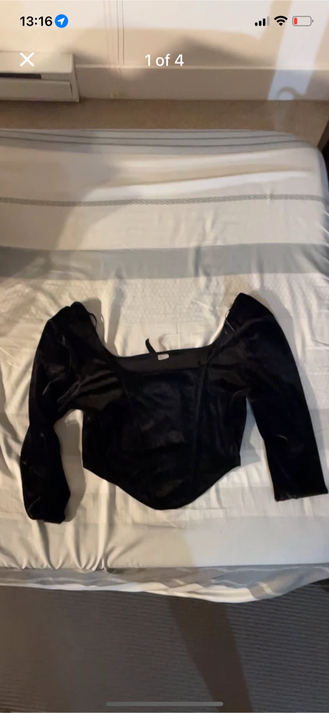 Divided H&M Black Velvet Corset Top