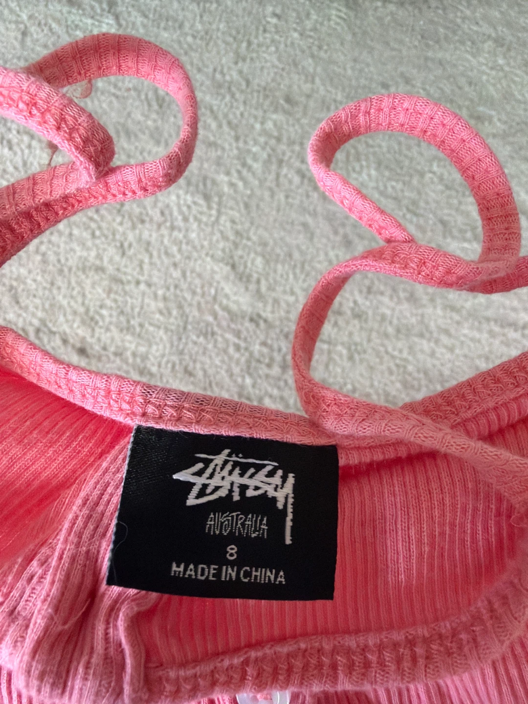 Stüssy Pink Ribbed Button-Up Cami Top Size 8 - photo 2