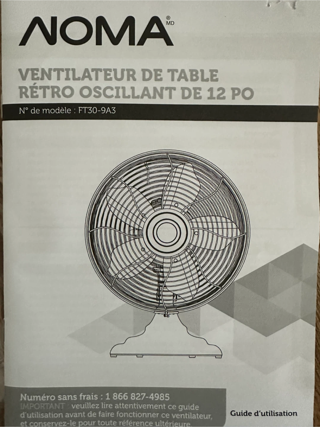 NOMA Retro Oscillating Table Fan - 12 inch - photo 3