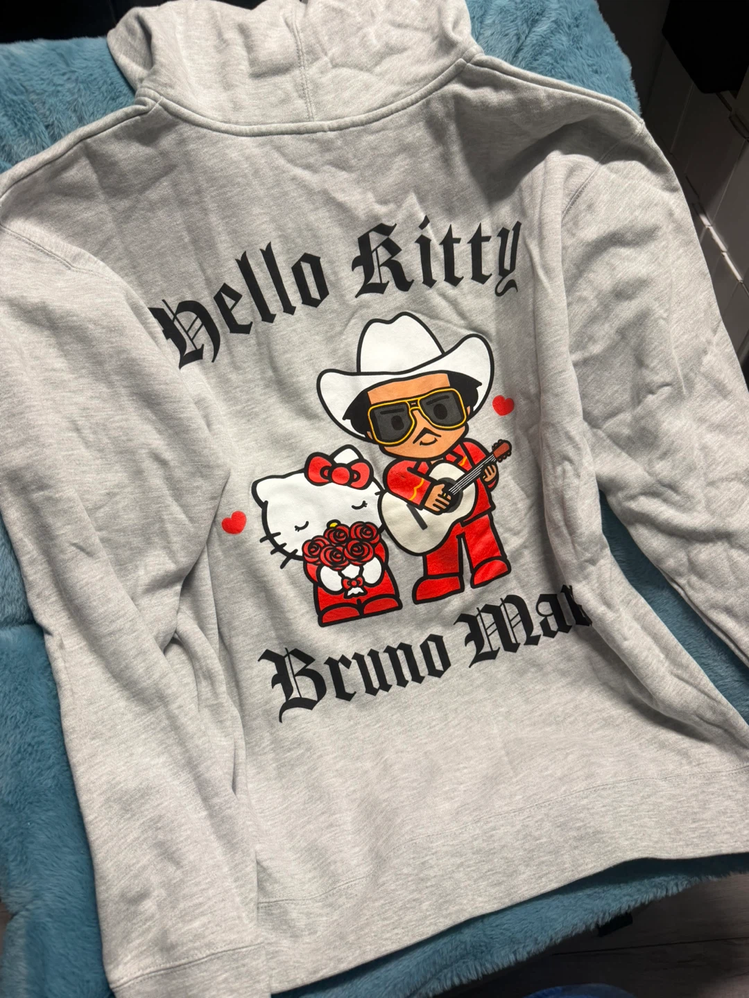 Bruno Mars x Hello Kitty Grey Zip-Up Hoodie (L)