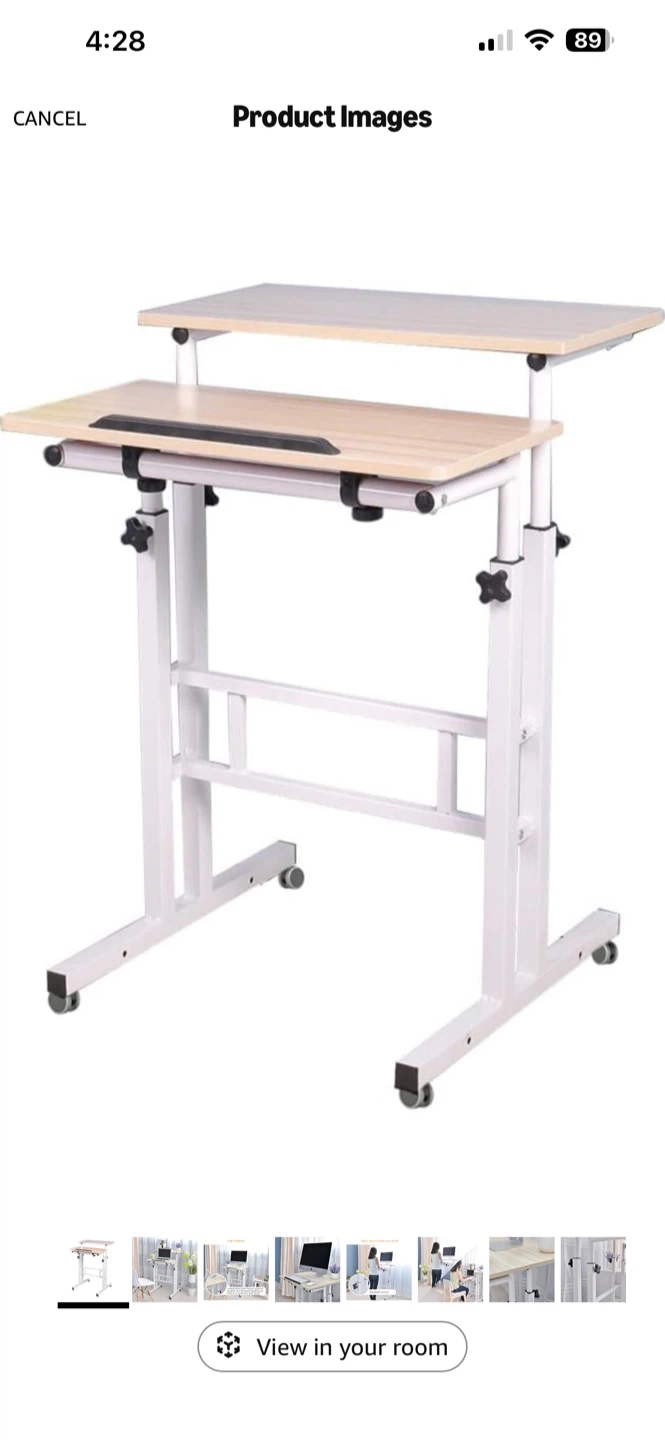 Mobile-Height Adjustable 2 tier standing desk
