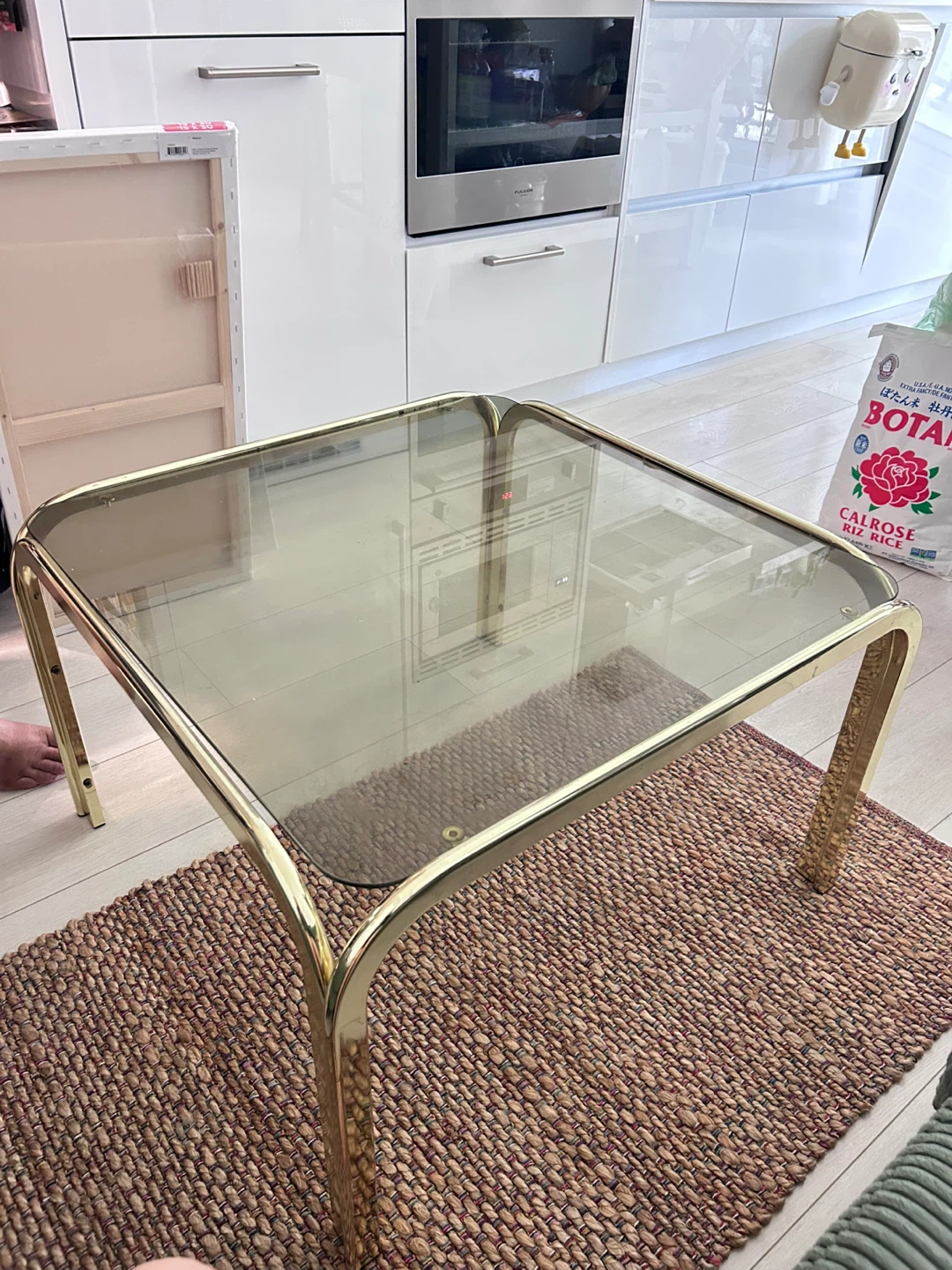 Modern Gold Glass Coffee Table