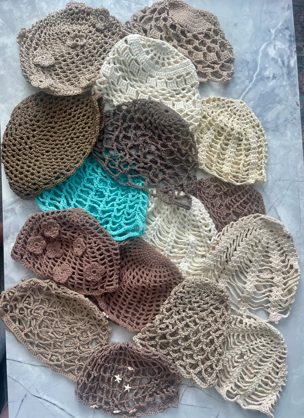 Brand new, never worn! I handmade these crochet beaded mesh hats