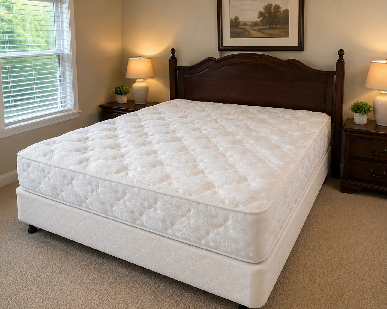 White Quilted Mattress with box