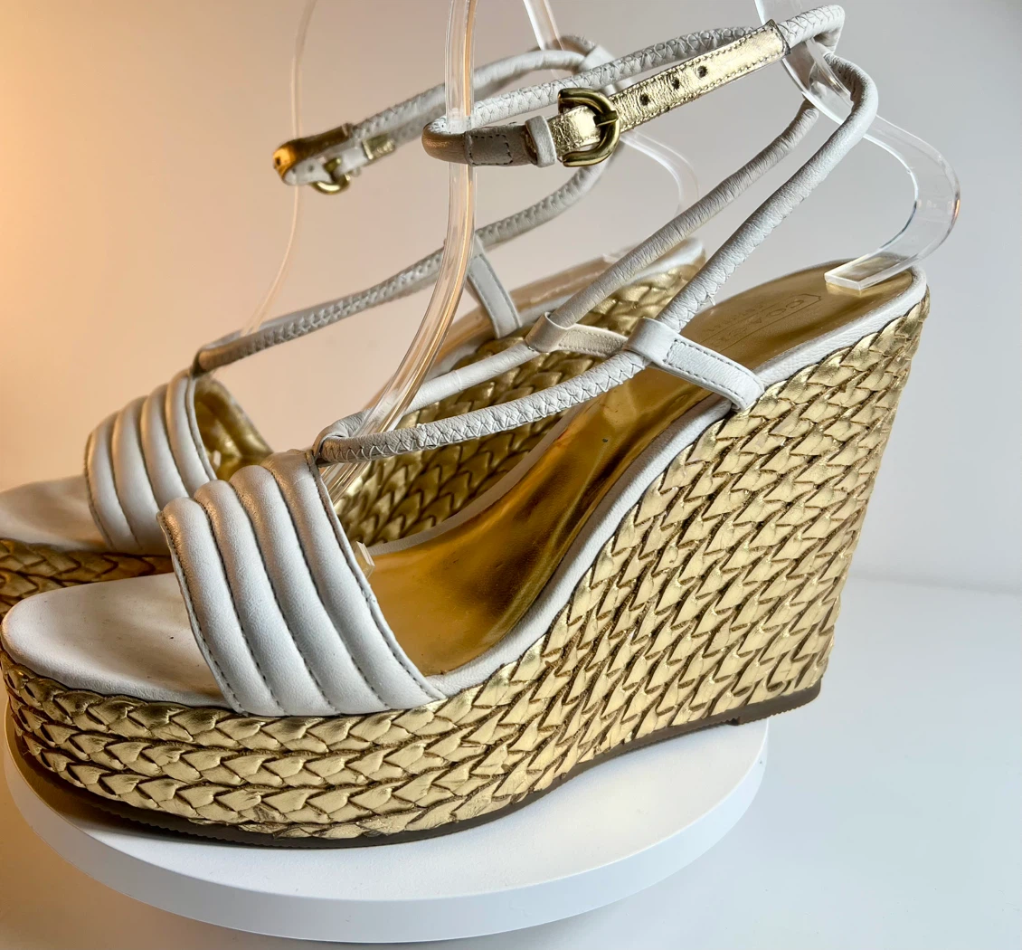 Coach White & Gold Wedge Sandals - photo 2