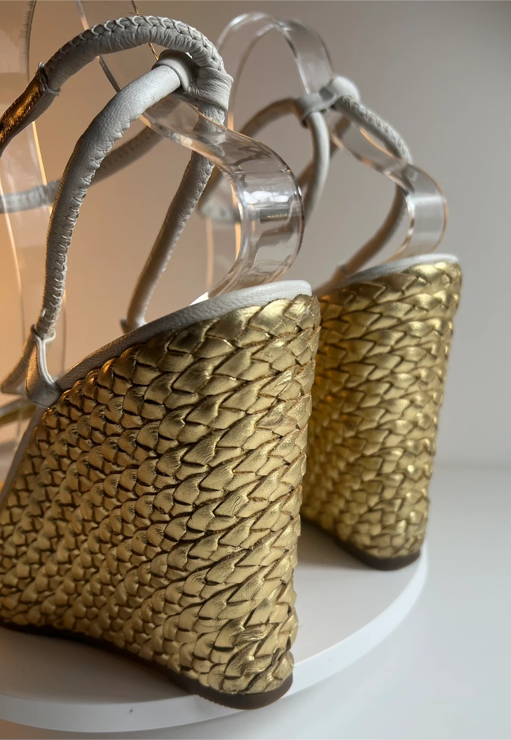 Coach White & Gold Wedge Sandals - photo 3
