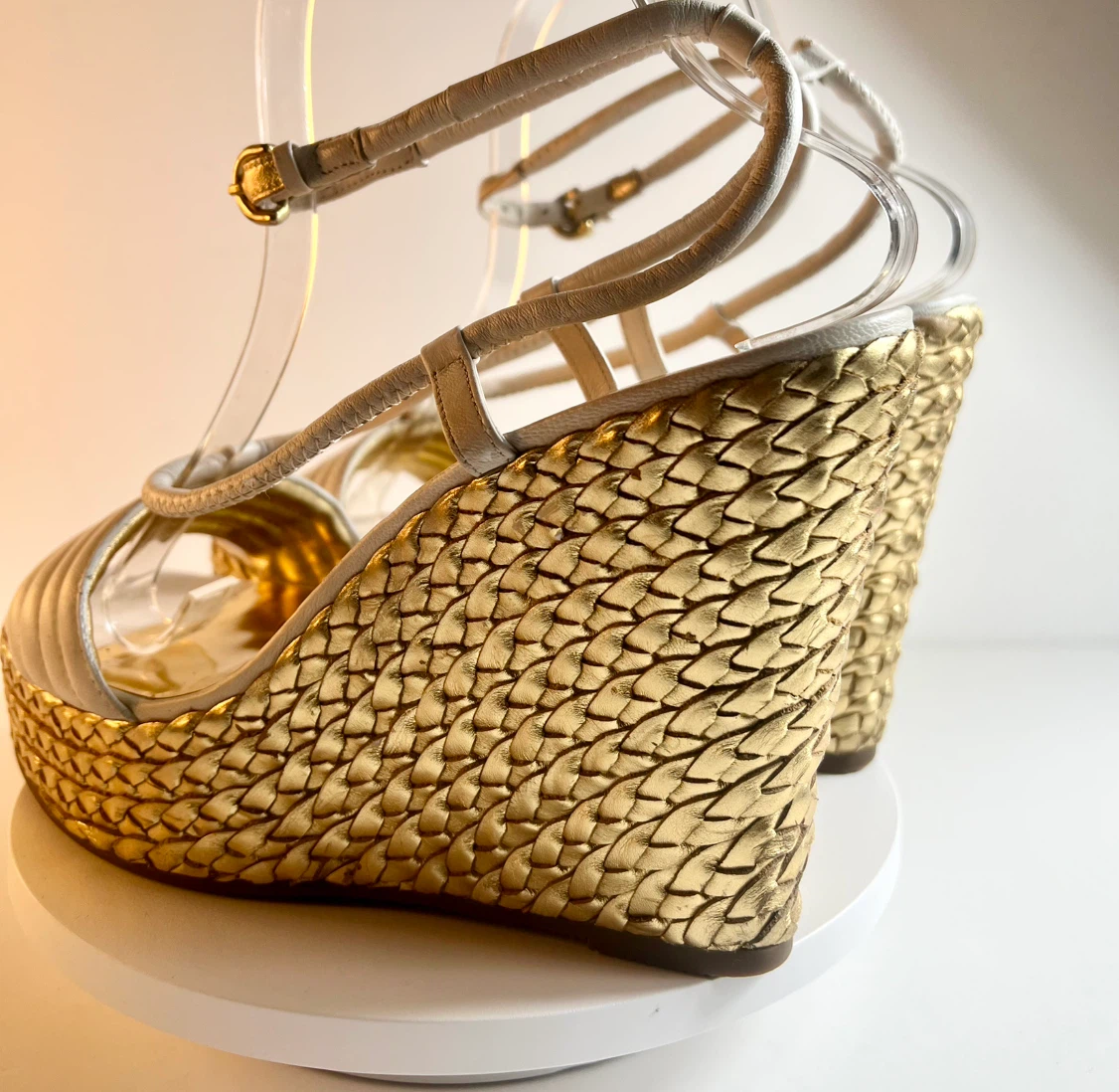 Coach White & Gold Wedge Sandals - photo 4