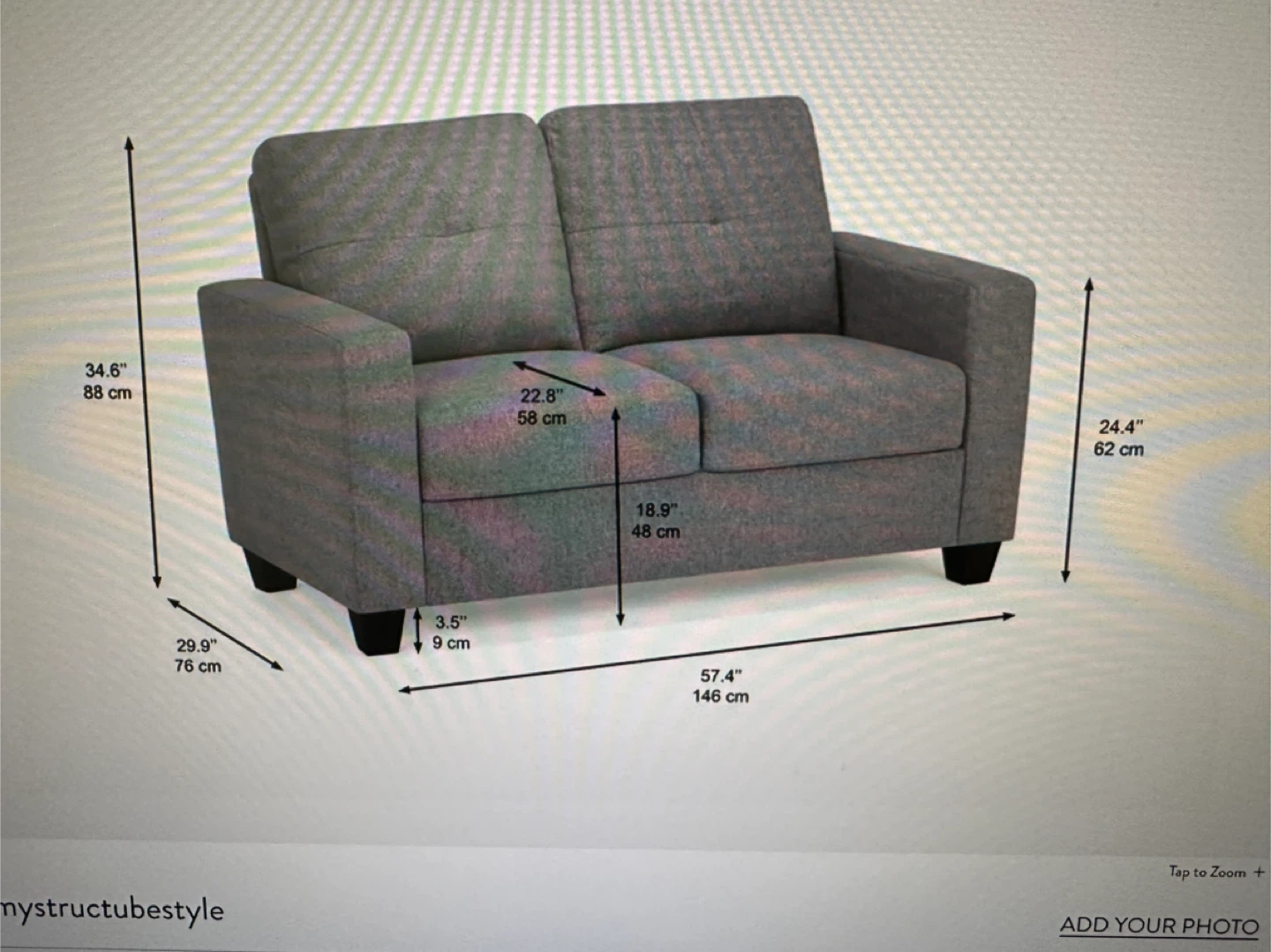 Grey Loveseat Sofa - photo 2