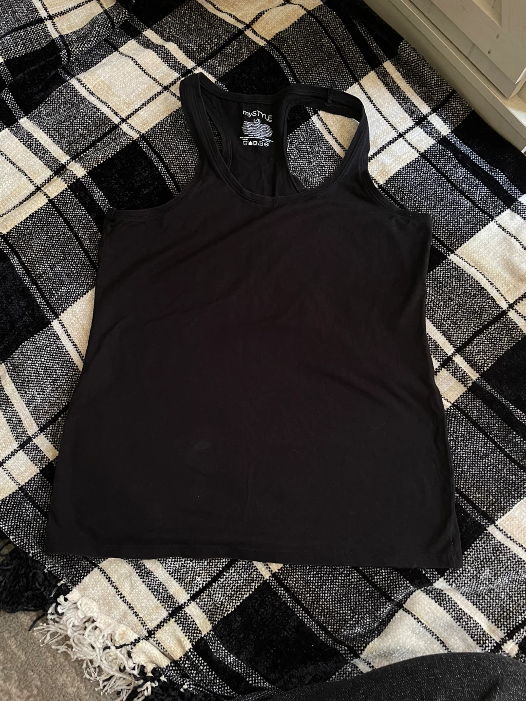 Black Racerback Tank Top - Size L - photo 2