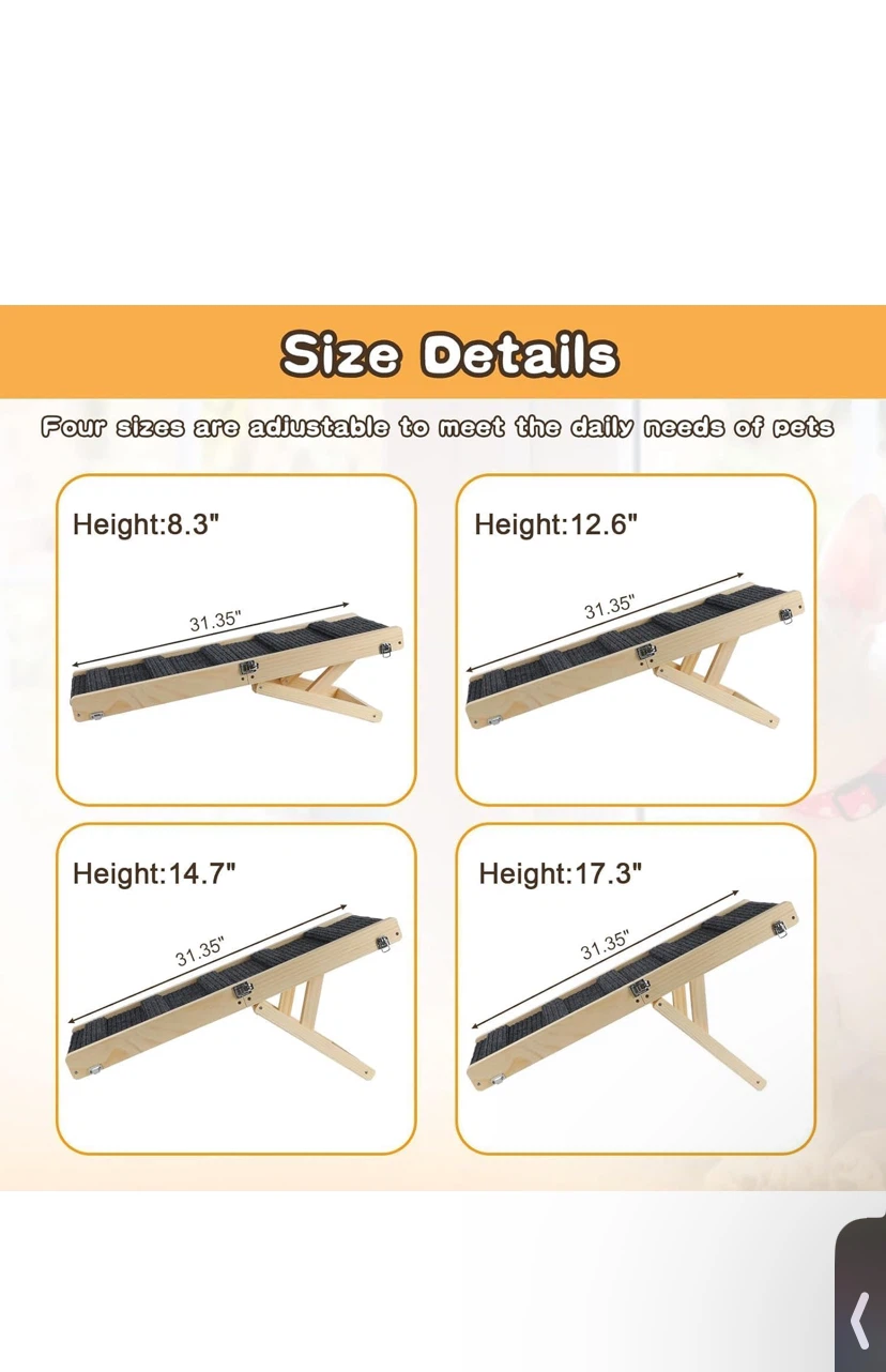 Adjustable Wooden Pet Ramp with Non-Slip Mat - photo 3