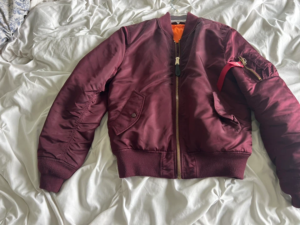 $120 or BO Red w Reverse Orange Side Alpha Industries Bomber