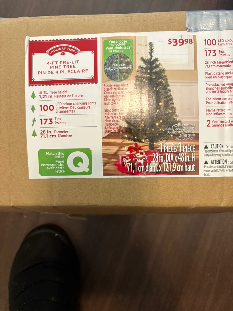 Holiday Time 4-FT Pre-Lit Pine Tree