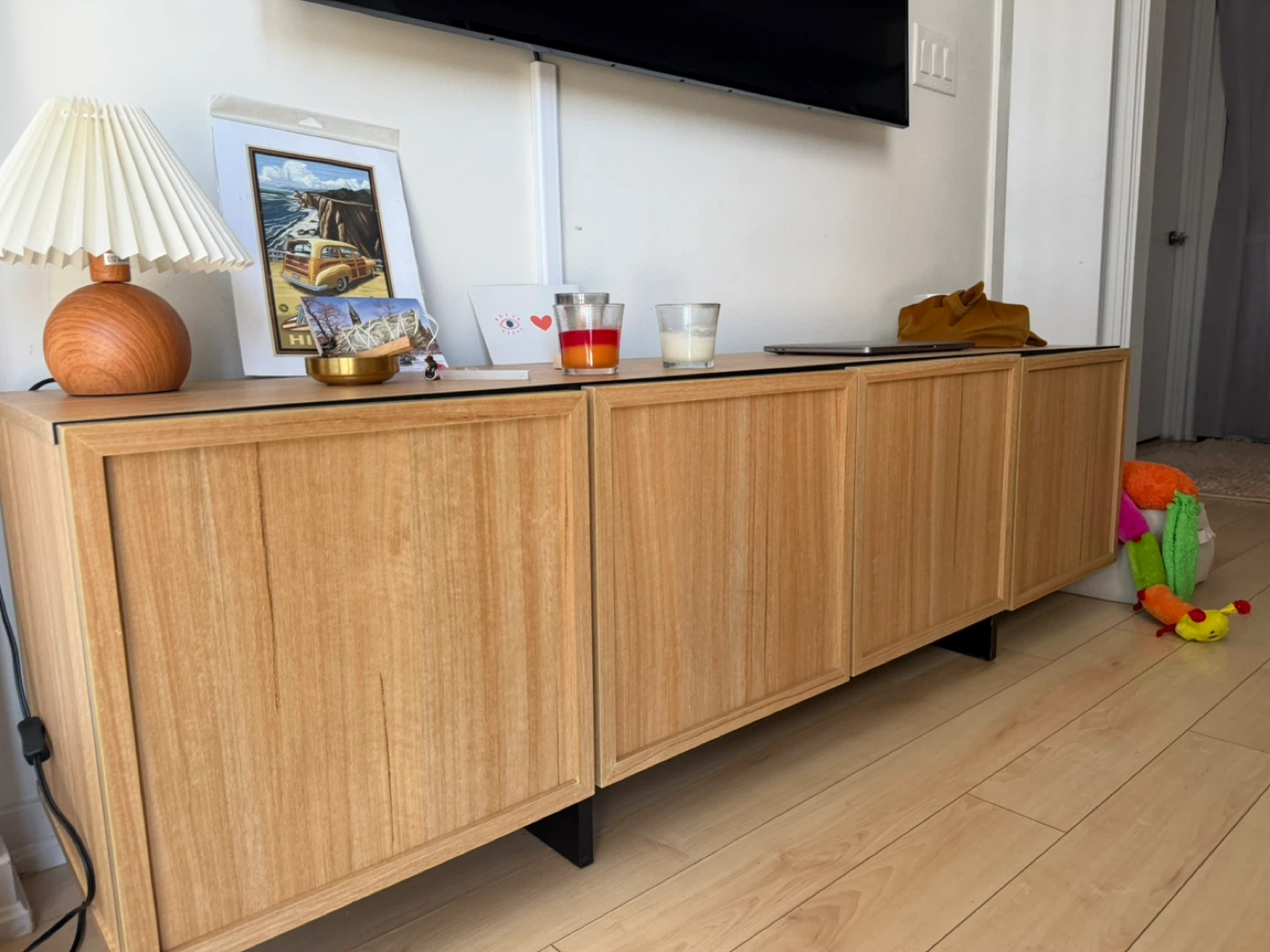 Oak - with Storage Cabinets tv unit media console