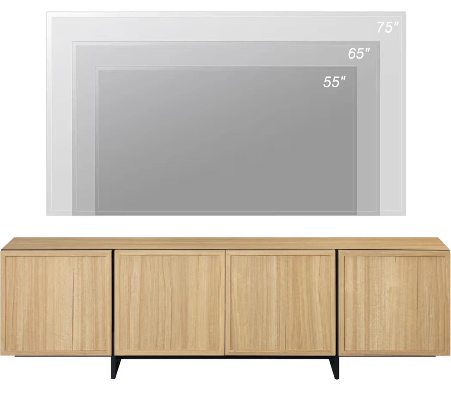 Oak - with Storage Cabinets tv unit media console - photo 4