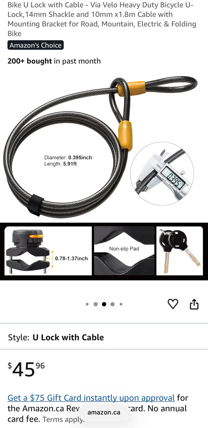 Bike U-Lock with Cable - photo 3