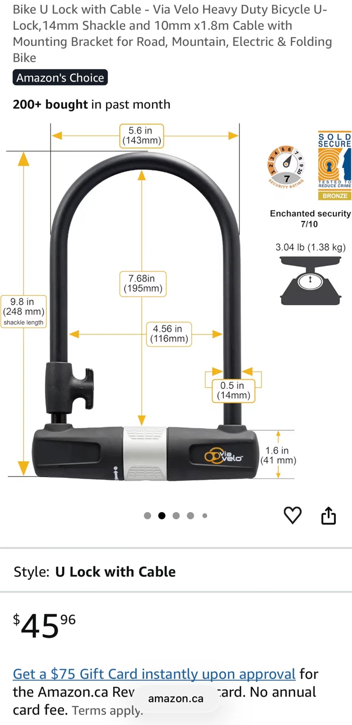 Bike U-Lock with Cable - photo 5