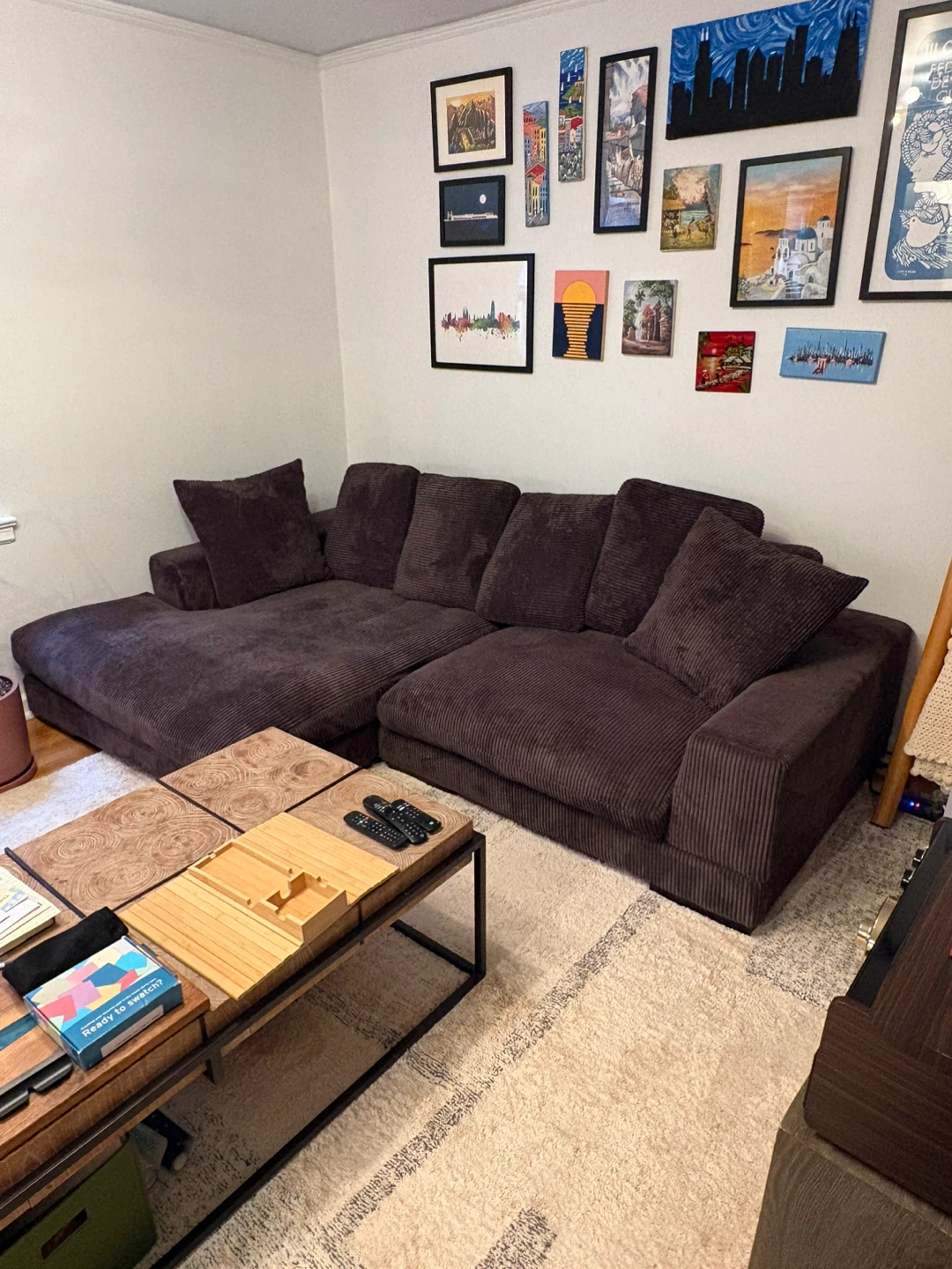 Chocolate brown chaise couch (reversible)