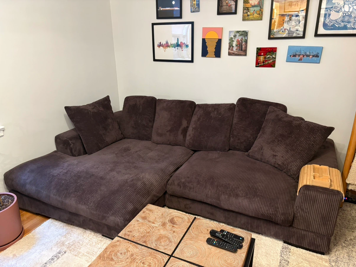 Chocolate brown chaise couch (reversible) - photo 2