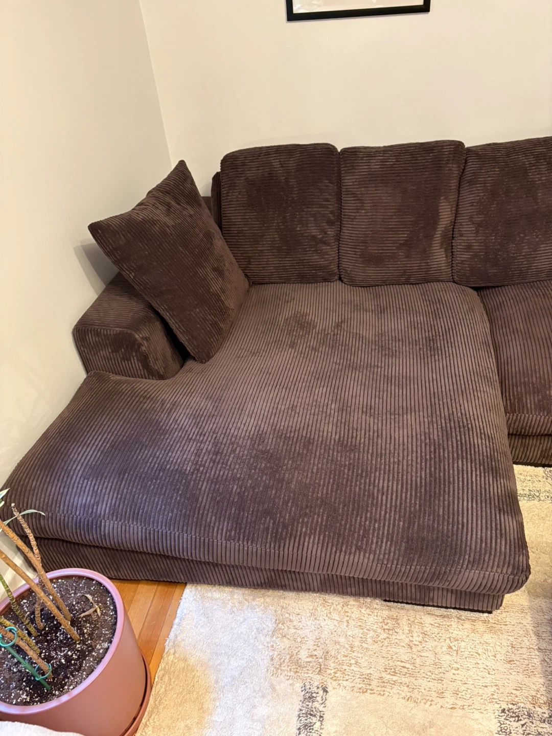 Chocolate brown chaise couch (reversible) - photo 3