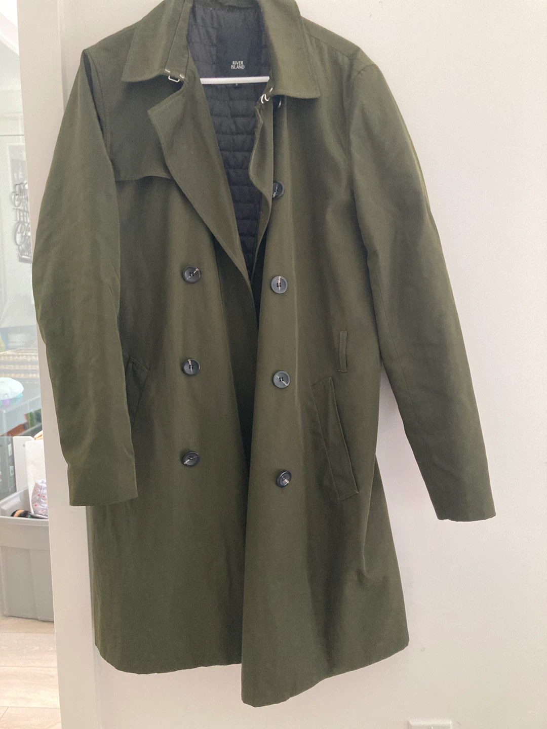 River Island Green Trench Coat Size S