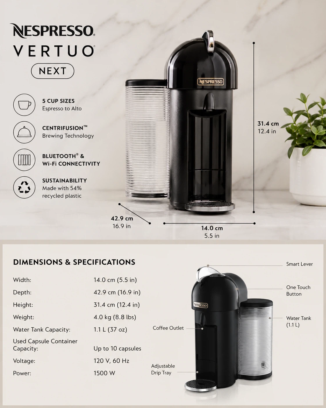 Nespresso Vertuo Next Coffee Machine - photo 3