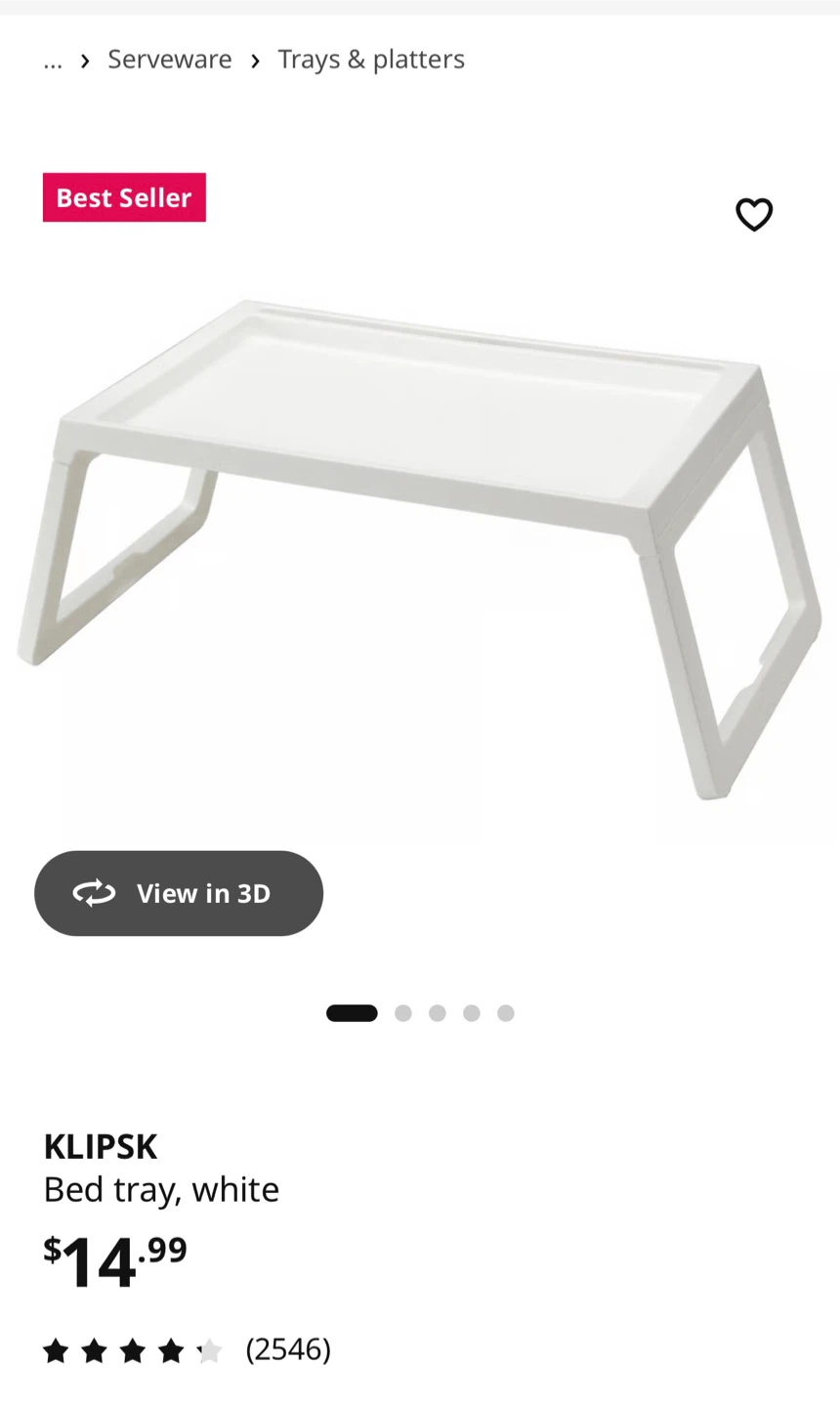 IKEA KLIPSK Bed Tray - Grey - photo 5