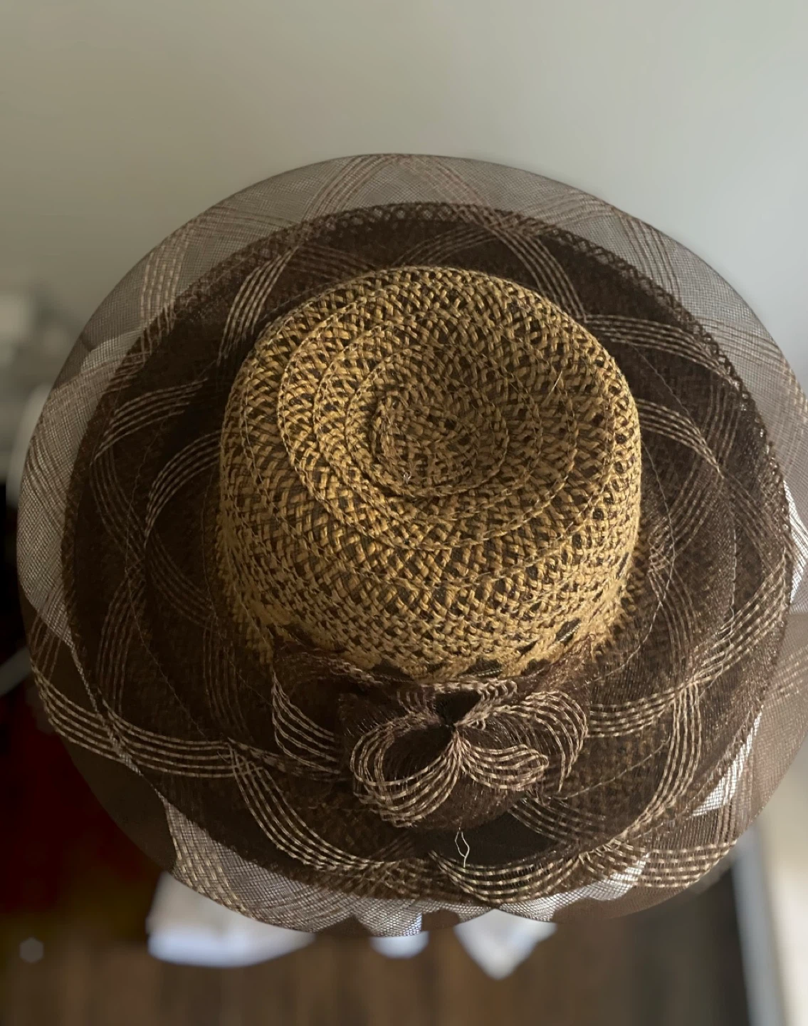 Women's Straw Sun Hat with Veil - photo 2