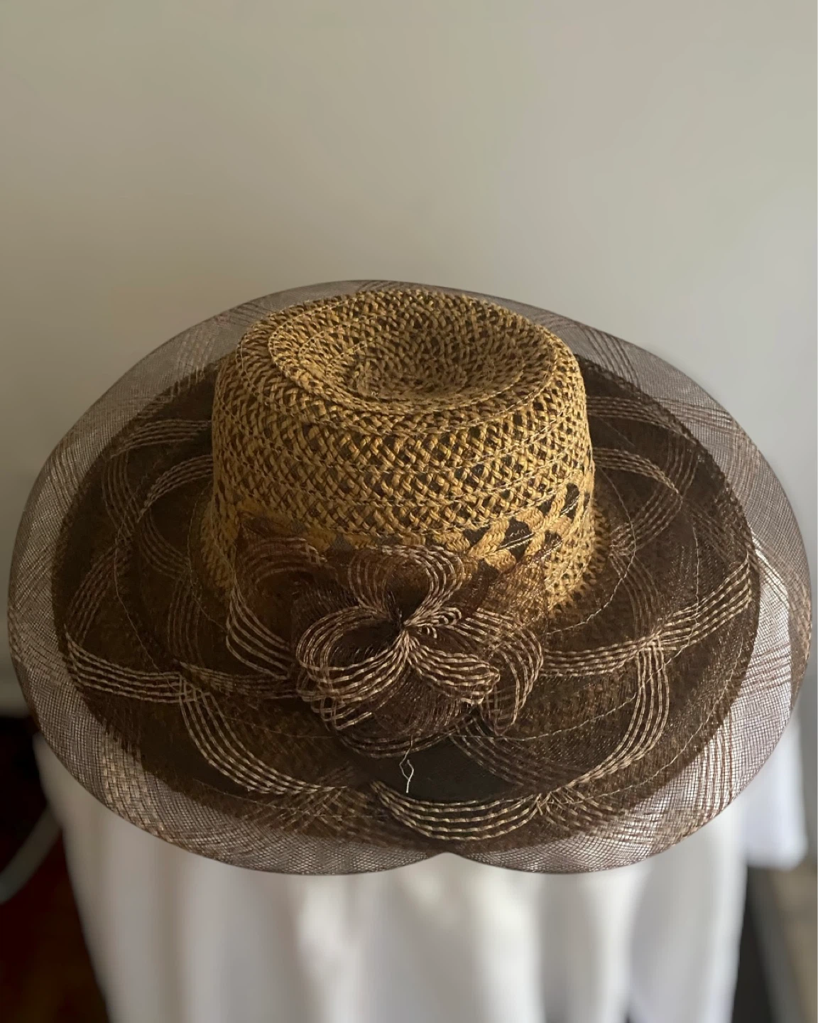 Women's Straw Sun Hat with Veil