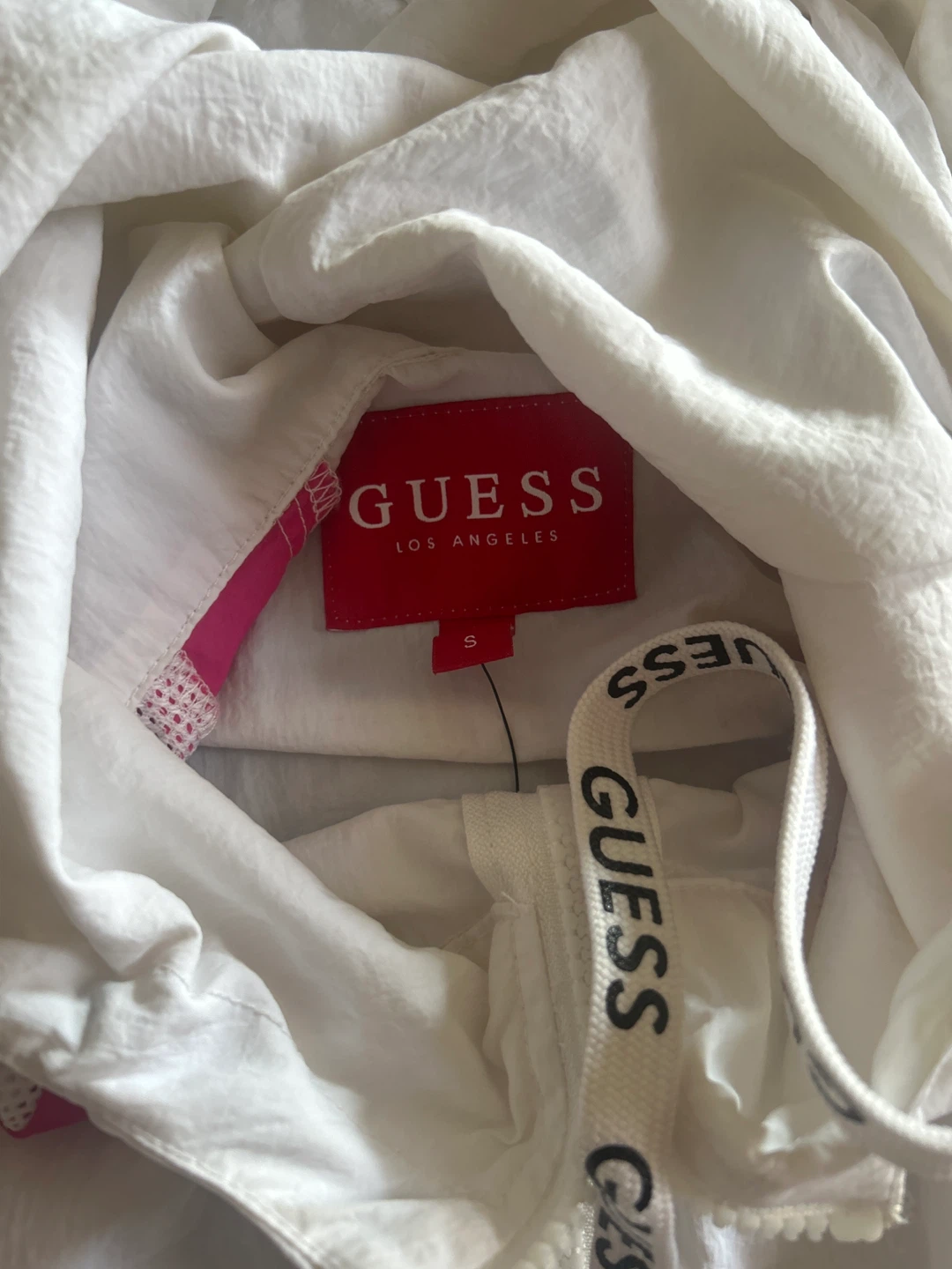 Guess Windbreaker Jacket White Pink Size S - photo 2