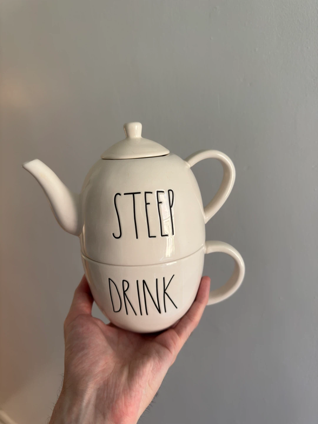 Rae Dunn "Steep & Drink" Teapot & Mug Set