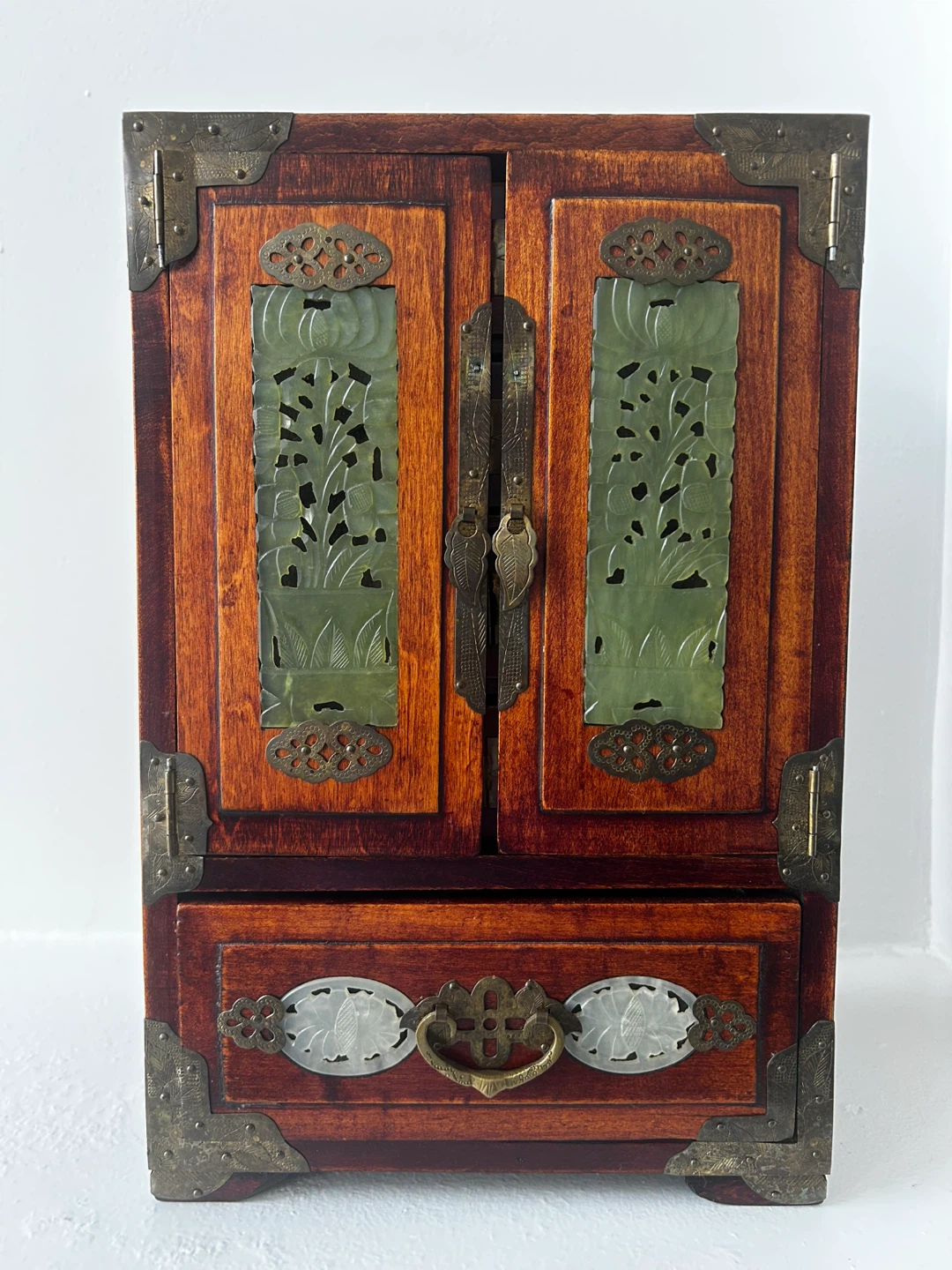 Wooden Jewelry Box with Jade Inlay - photo 3