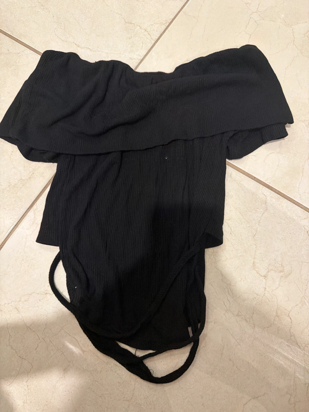 Black Off-the-Shoulder Ribbed top