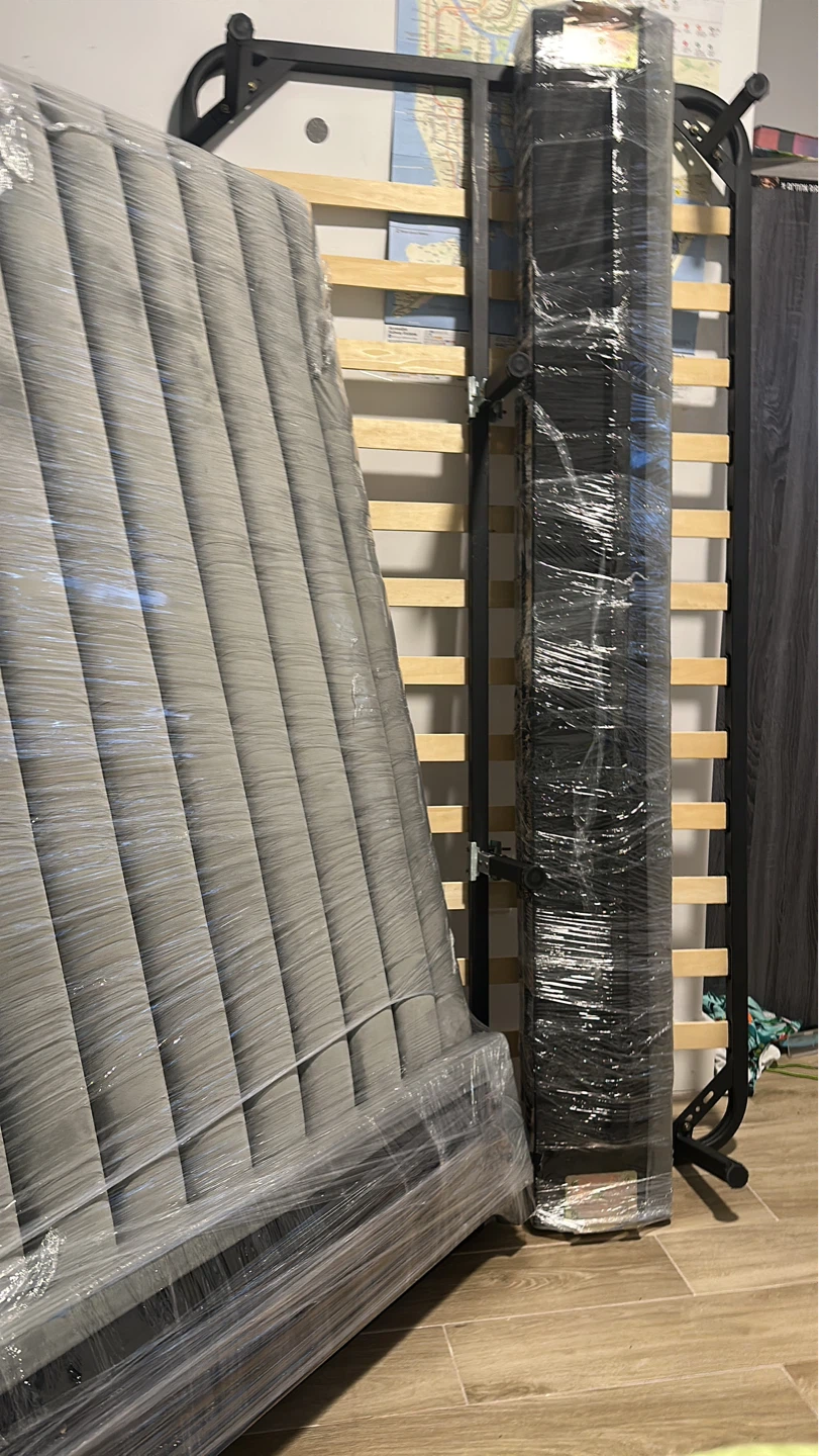 Grey Velvet tall Upholstered headboard Bed Frame - photo 3