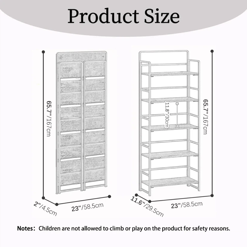 Folding bookcase, 5-tier retro storage shelves - photo 2