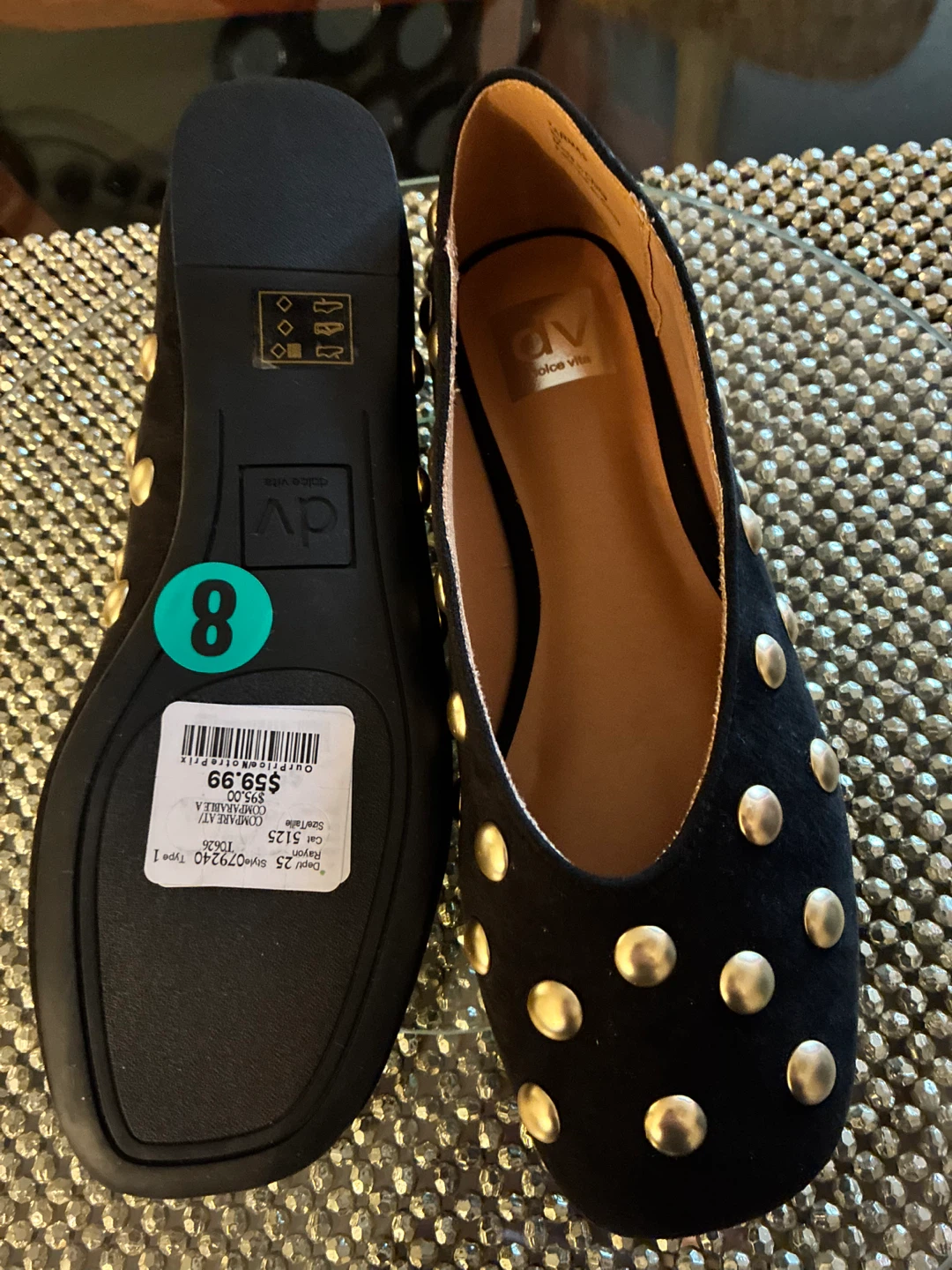 Dolce Vita Black Studded Ballet Flats Size 8 - photo 5