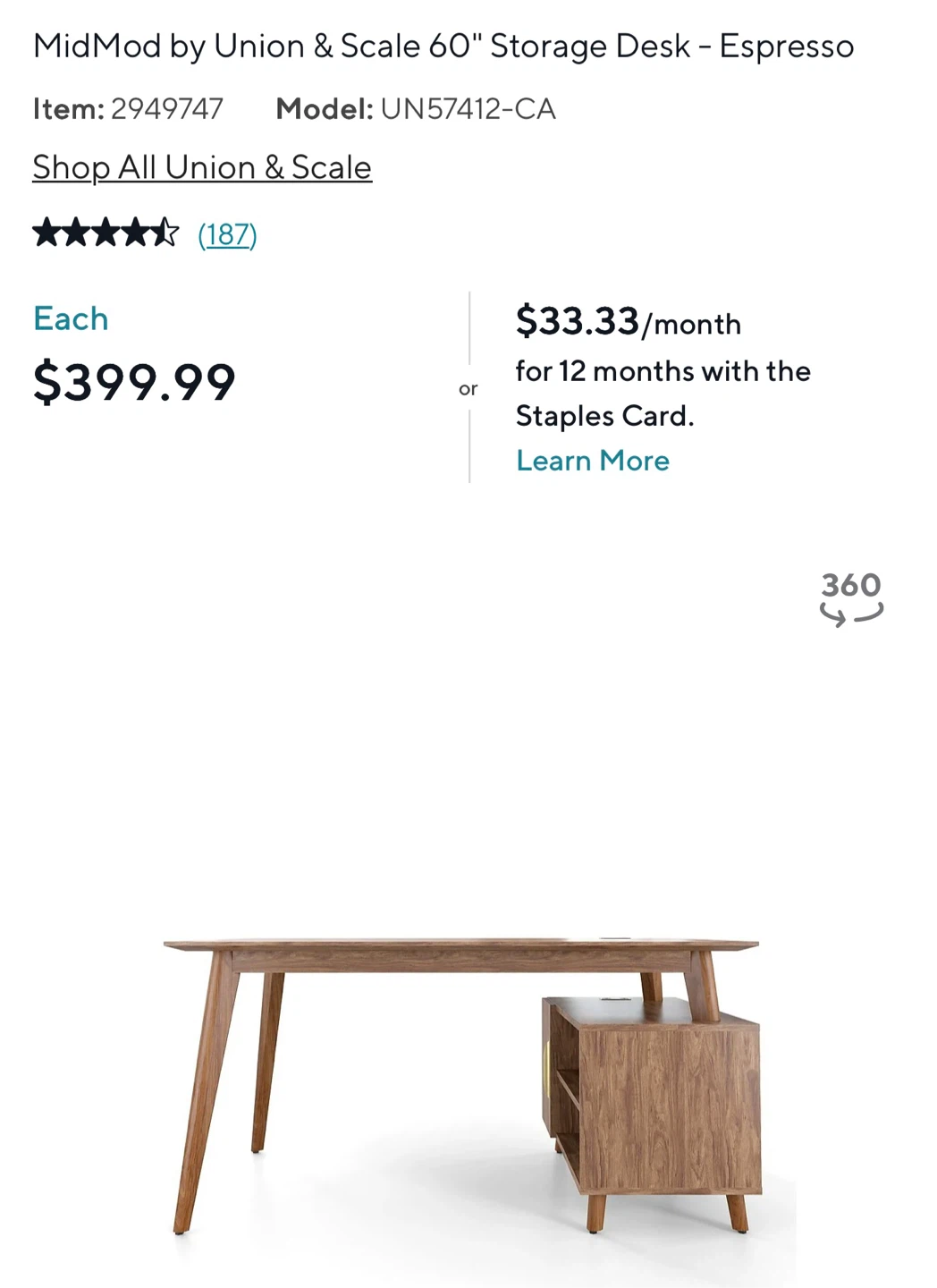 MidMod by Union & Scale Storage Desk - photo 4
