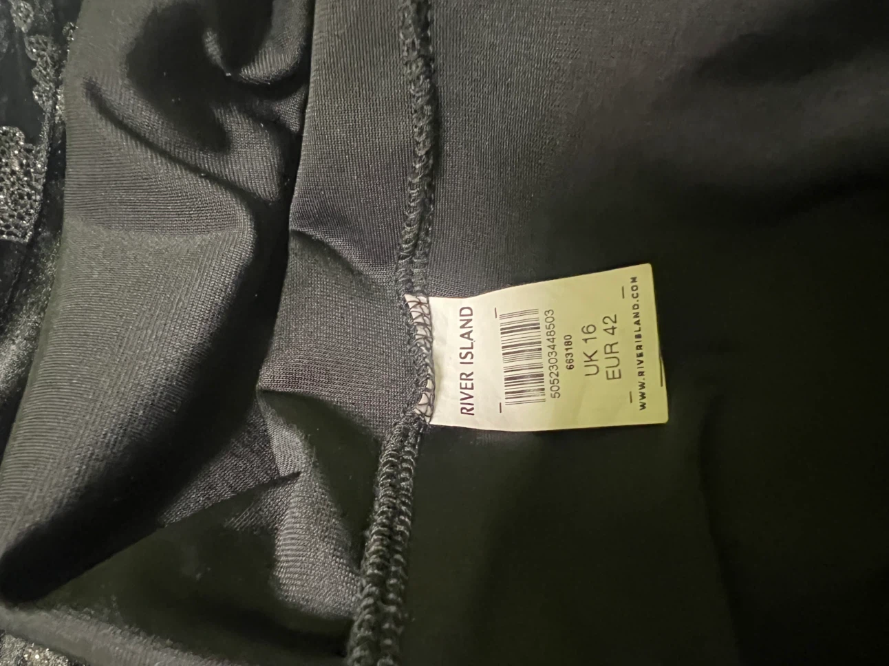 River Island Black Velvet Glitter Floral Dress UK 16 - photo 4