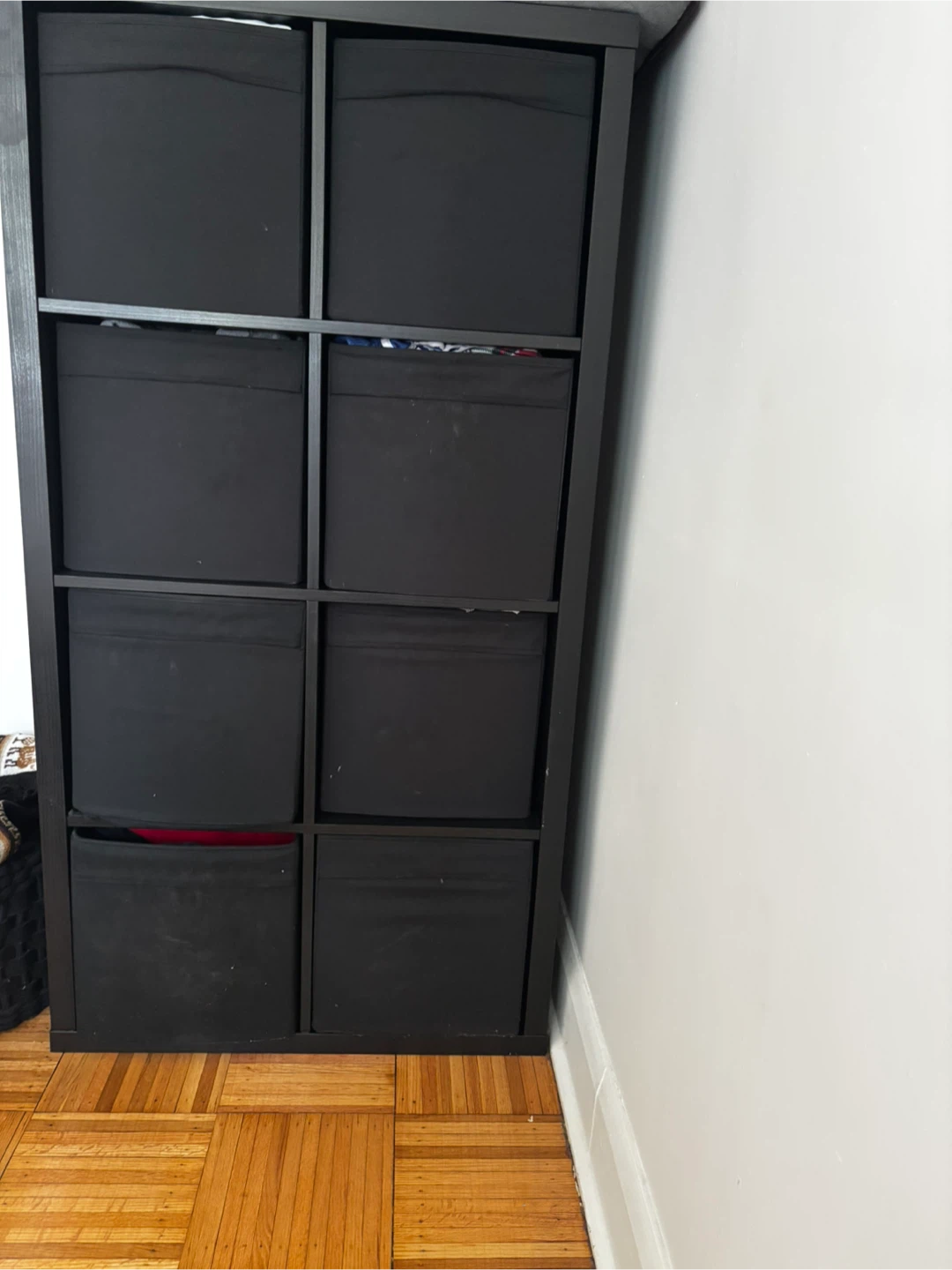 Black 8-Cube Storage Shelf with Bins