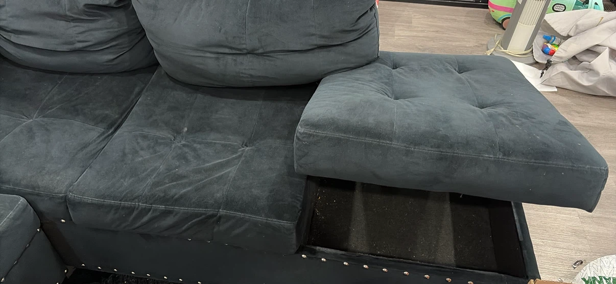 Black Sectional Sofa with Storage