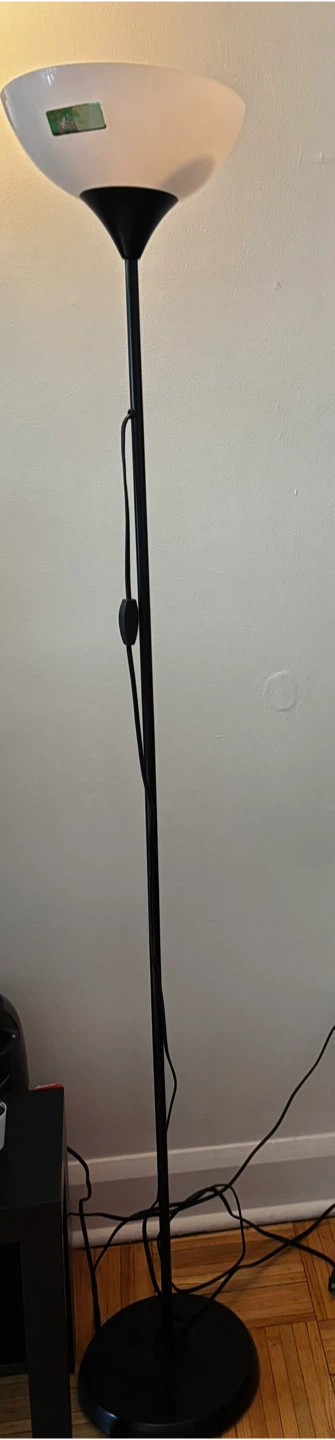2 Black Floor Lamp with Frosted Shade