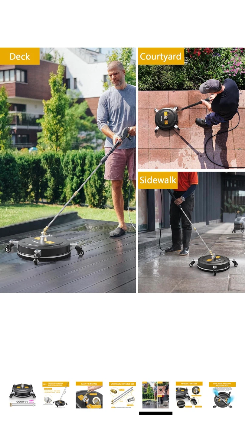 EVEAGE 15.5" Pressure Washer Surface Cleaner - photo 4