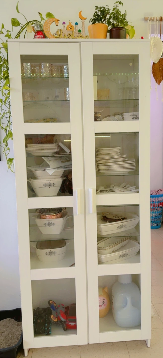 White Display Cabinet with Glass Doors - photo 2