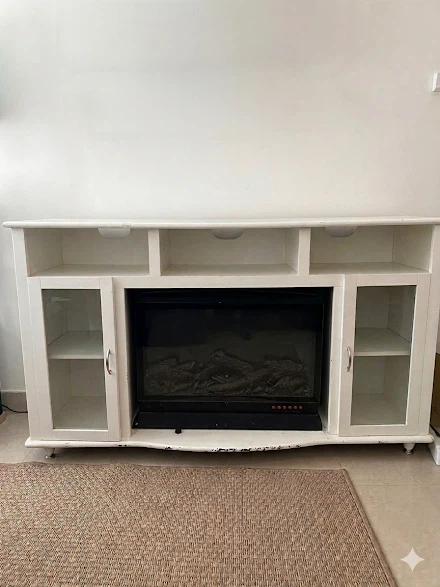 Moving Sale! White Media Console (Optional Fireplace)