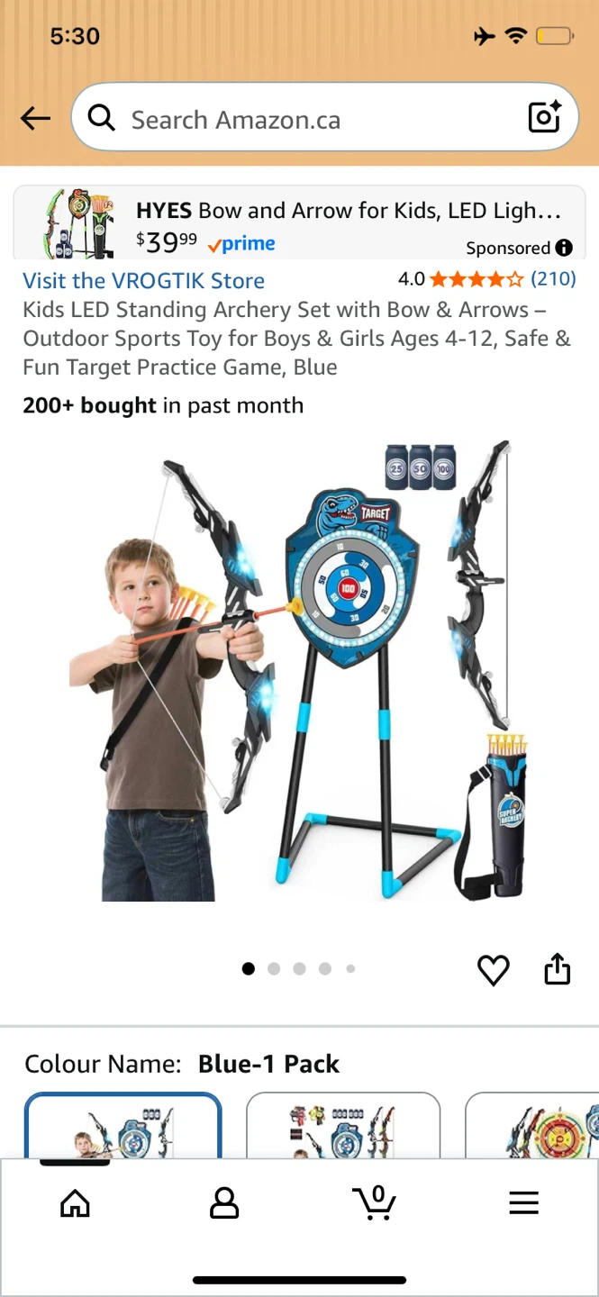 HYES Kids LED Archery Set with Bow & Arrows - Blue