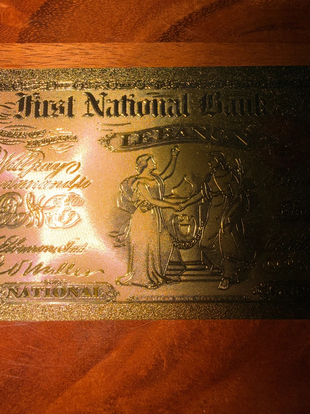 First National Bank Lebanon 1 Dollar Gold Foil Note - photo 3